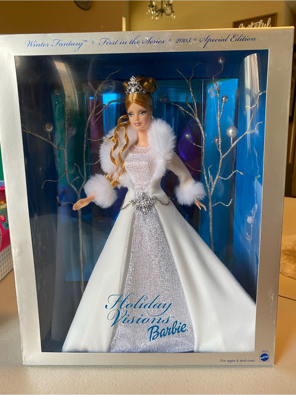 Vintage 2003 Holiday Visions Barbie Winter Fantasy Doll - White & Silver Gown